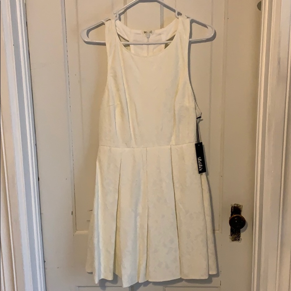 White racer back lace dress